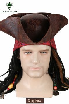 Pirates of The Caribbean Triangle Hat Pirate Captain Halloween Cosplay Props Takerlama Adjustable Medieval Costume Accessories For Cosplay, Medieval Costume Hats And Headpieces For Halloween, Adjustable Pirate Costume Accessories For Halloween, Brown Halloween Costume For Fantasy Events, Brown Costume For Halloween Fantasy Events, Brown Costume Accessories For Cosplay Halloween, Pirate Costume Accessories For Costume Party, Adjustable Brown Halloween Costume Accessories, Adjustable Pirate Costume Accessories For Costume Party