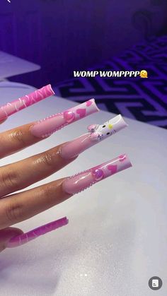 Xxl Square Acrylic Nails, Hello Kitty Nail, Kitty Nail, Acrylic Nail Shapes