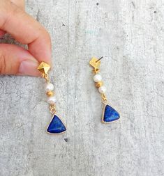 Navy Blue Earrings, Lapis Lazuli Byzantine Earrings, Drop Pearl Earrings For Maid Of Honor Gift #bohemiansummertales #lapisearrings #lapislazuli #byzantineearrings #weddingjewelry # Gold Pierced Earrings With Lapis Lazuli, Gold Lapis Lazuli Pierced Earrings, Gold Lapis Lazuli Earrings, Gold Lapis Lazuli Drop Earrings, Handmade Gold Earrings With Lapis Lazuli, Gold Lapis Lazuli Earrings As Gift, Handmade Gold Lapis Lazuli Earrings, Gold Lapis Lazuli Earrings For Gift, Gold Lapis Lazuli Gemstone Earrings