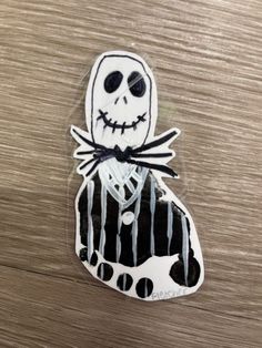 a sticker with a skeleton on it