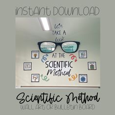 a bulletin board with some pictures on it and the words scientific method written in front of them