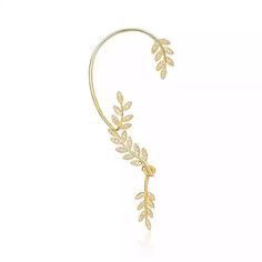 Our Laurel Leaf Ear Hook / Ear Cuff is a fashion-forward, trend-setting earring that features a 3D design of flowing leaves. LEFT and RIGHT earrings purchased separately are not a pair. They are from different suppliers, so there is a slight difference. 925 Silver Post, PIERCING NEEDED gold plated on copper Gently adjust the solid bar part of the earring to fit your ear. DO NOT adjust/bend where the leaf part meets the bar because it may break. Earrings are FINAL SALE for hygienic reasons Gold Earring Cuff, Ear Cuff Women, Rhinestone Ear Cuff, Cartilage Ear Cuff, Crystal Ear Cuff, Laurel Leaf, Silver Ear Cuff, Ear Cuff Earings, Vintage Punk