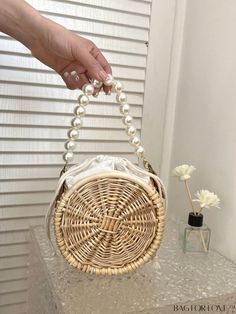 BagForLove - Mini Straw Bag with Faux Pearl Beading Beige Bag With Pearl Handle For Vacation, Vacation Beige Bag With Pearl Handle, Beige Vacation Bag With Pearl Handle, Trendy Beaded Shoulder Bag For Beach, White Beaded Summer Bags, Trendy Beaded Shoulder Bag For The Beach, Summer White Beaded Bags, White Beaded Bags For Summer, Summer Vacation Beaded Shoulder Bag