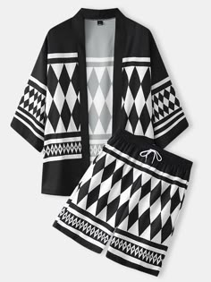 Two Pieces Outfits, Designer Loungewear, Open Front Kimono, Pieces Outfits, Hype Clothing, Stylish Hoodies, Argyle Pattern, Guys Clothing Styles, Cool Outfits For Men