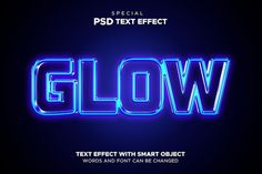 glow text effect with smart object words and font can be changed