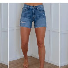 Wild Oak Boutique Denim Shorts Raw Hem Detail High Waist Size 7 Medium Wash Short Jeans For Everyday, Medium Wash Short Length Jeans For Everyday, Medium Wash Short Length Everyday Jeans, Everyday Blue Straight Leg Jean Shorts, Mid-rise Light Wash Jean Shorts, Blue Straight Leg Jean Shorts For Everyday, Everyday Mid-rise Medium Wash Jean Shorts, Mid-rise Medium Wash Jean Shorts For Everyday, Light Wash Short Jeans For Everyday