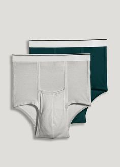 The Jockey® Pouch Brief Big Man men's underwear features a horizontal-fly design for a secure fit and supreme comfort. An elastic waistband and stretch-cotton fabric offer personalized comfort, while a full coverage cut allows you to move naturally. | Jockey® Big Man Pouch Brief - 2 Pack in Gaugin Green/Grey Heather, Cotton Sporty Green Multi-pack Bottoms, Sporty Green Bottoms Multi-pack, Casual Green Multi-pack Bottoms, Green Casual Bottoms Multi-pack, Casual Green Bottoms Multi-pack, Stretch Cotton Fabric, Large Pouch, Men's Briefs, Travel Collection