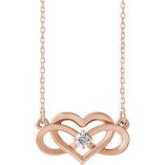 1/10 CTW DIAMOND INFINITY-INSPIRED HEART NECKLACE 14KT Gold / Rose Star Necklace Gold, Star Charm Necklace, Infinity Heart, Diamond Jewelry Necklace, Heart Diamond, Dainty Gold Necklace, Bow Jewelry, Infinity Necklace, Gold Heart Necklace