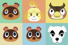 four different types of animal heads with big eyes and ears, each featuring an individual's own face