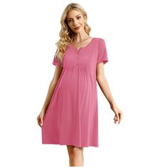 Elevate your maternity wardrobe with the WhizMax Women's Maternity Dress, a perfect blend of comfort and style for the modern mother-to-be. This charming mini dress features:

- Color: Soft Pink
- Material: Lightweight, breathable fabric
- Size: XL
- Gender: Female
- Age Group: Adult
- Design: Short sleeves and a round neckline for a classic look
- Special Features: Button-down front for easy nursing access

Ideal for both pregnancy and postpartum wear, this dress offers a flattering fit that ad Solid Color Short Sleeve Maternity Summer Dress, Mini Summer Dresses, Midi Maternity Dress, Short Sleeve Non-stretch Maternity Dress, Spring Nursing-friendly Pink Maternity Dress, Blue Nursing-friendly Maternity Dress With Short Sleeves, Blue Short Sleeve Nursing-friendly Maternity Dress, Breastfeeding Dress, Maternity Wardrobe