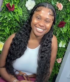 Wig With Two Braids On The Side, Two Braids With Sew In Weave, 2 Braids In The Front With Hair Down, Two Braids In Front With Hair Down, Sewin Hairstyles, Frontal Styles, Invisible Ponytail, Best Braid Styles, Hair Down Styles