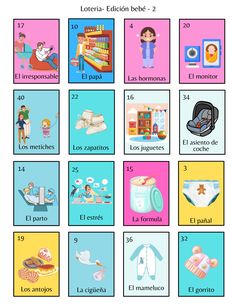 spanish poster with pictures of different things