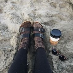 socks + birks Birken Stock Outfit, Socks And Birks, Birkenstocks Shoes, Birkenstock Outfit Fall, Sandals With Socks, Birkenstock Outfit, Chilly Morning, Birkenstock Sandals, Chilly Weather