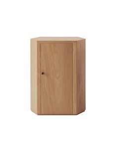 a wooden cabinet with one door open