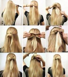 If you fancy a feminine yet graceful and chic easy appearance, bow hairstyles can be a good deal. They are edgy as well as modern with elegant looks. School Hair Styles, Beach Wedding Hair Accessories, Hawaiian Hairstyles, Easy Hair Styles, Cute Simple Hairstyles, Beach Wedding Hair, Step By Step Hairstyles, Bow Hairstyle, Open Hairstyles