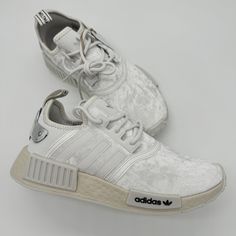 This Is For A Brand New, Never Worn Pair Of Adidas Nmd R1 Velour Shoes In A Womens Size 7. They Include The Original Box. Style: Gw5681 Size: Womens 7 Nmd Adidas Women, Adidas Nmd R1 White, Silver Metallic Shoes, Adidas Athletic Shoes, Womens Adidas, Adidas Nmd R1, Metallic Shoes, Nmd R1, Adidas Nmd