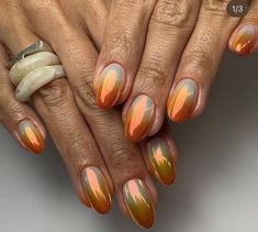 Ombre Chrome, Ombre Chrome Nails, Nails Gel Nails, Custom Press On Nails, Airbrush Nails, Viral On Tiktok, Colorful Nail, Eye Nails, Tin Man