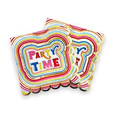 two party time pillows on top of each other