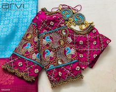 Magam Works, Arvi The Couturier, Blouse Hangings, Blouses Work, Maggam Blouse, Silk Saree Blouse Designs Patterns, Jump Suits, Swan Design