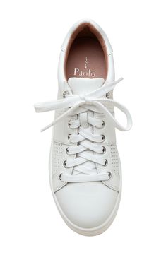 Breathable perforations and a low-profile silhouette lend street-savvy appeal to a leather sneaker grounded by a chunky platform and slip-resistant sole. 1 1/2" platform (size 11) Lace-up style Cushioned footbed Slip-resistant sole Leather upper/synthetic lining/rubber sole Imported White Sole Leather Platform Sneakers With Perforations, Leather Platform Sneakers With Perforations, Leather High-top Platform Sneakers With Perforations, Streetwear Slip-on Platform Sneakers With Perforated Toe Box, Casual Leather Platform Sneakers With Perforations, Casual Platform Sneakers With Round Toe And Perforations, Lace-up Platform Sneakers With Perforations, Sporty Platform Sneakers With Perforated Toe Box, Sporty Platform Sneakers With Perforated Toe