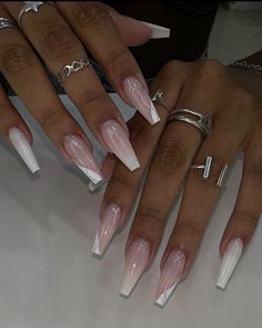 Nail Salon Design, Really Cute Nails, Salon Design, Stiletto Nails, False Nails, Almond Nails, Winter Nails, White Nails