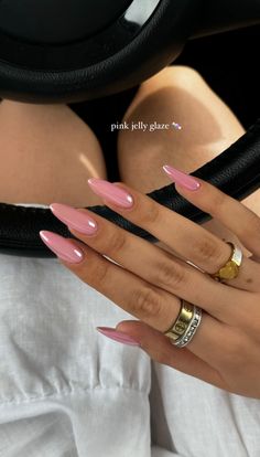 Basic Easy Nail Designs, Pink And White Nails Acrylic Designs, Nail Elegant Classy, Nail Ideas Colourful, Long Almond Pink Nails, Almond Nails Trendy Simple, Fall Nails Long Almond, Acrylic Nail Lengths, Simple Elegant Nails Almond