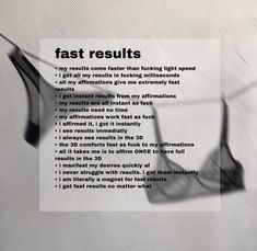 the words are written in black and white to describe how fast results have been made