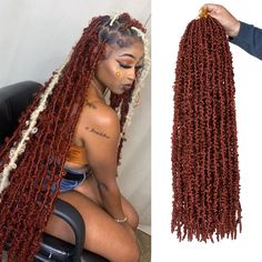 PRICES MAY VARY. Hair Style: 2024 New hairstyle, more fashionable, produced by upgraded technology, light and soft, full and natural. Hair Information: Long Butterfly Locs Hair. Length: 30 inch.10 strands/pack,2 packs/lot. Color:1B#,27#,30#,350#,613#,BUG#,4#,Pink#,Red#,Green#,Grey#. Usually 6-7 packs can full one head. Hair Advantages: Soft, Lightweight,Tangle-free, Shedding-free, No smell ,very easy to install. Natural & Stylish looking, Long-lasting. This pre-looped Butterfly Locs crochet hair 350 Butterfly Locs, Color Butterfly Locs, Red Butterfly Locs, Goddess Soft Locs, Cruise Hairstyles, Long Butterfly Locs, Butterfly Faux Locs, Mermaid Locs, Soft Locs Crochet