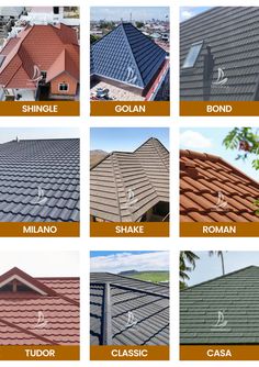 different types of roofing shingles and their names in english, spanish, chinese, and japanese