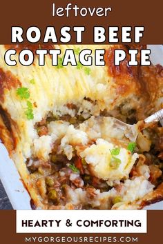 A dish with cottage pie. Leftover Roast And Potatoes Recipes, Roast Beef Casserole Leftover, Leftover Roast Beef Shepherds Pie Recipe, Recipes Using Leftover Pot Roast, Leftover Roast Beef And Gravy Recipes, Recipe For Leftover Roast Beef, Leftover Beef Tips Ideas, Leftover Beef Stew Recipes, Recipes With Leftover Roast Beef