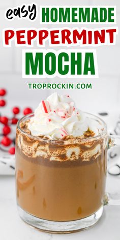 Easy DIY Peppermint Mocha recipe! If you love your Starbucks or McDonald's peppermint mocha but want to make it a home (save that money!), this coffee drink is delicious. Make it with espresso (or really strong coffee) with chocolate chips, sugar and peppermint candies. A cozy holiday drink for the winter! Coffee Hot Chocolate Recipes | How To Make A Peppermint Mocha Peppermint Mocha Coffee Syrup, Starbucks Peppermint Mocha Recipe, Diy Peppermint Mocha, Coffee With Chocolate, Mocha At Home, Peppermint Hot Chocolate Recipe, Peppermint Mocha Recipe