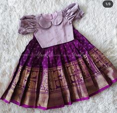 Baby Girl Traditional Dress Indian, Kids Lehanga Design Indian Dresses, Baby Girl Indian Dress, Lehenga Blouse Designs For Kids, Pattu Pavadai Designs For Kids, Baby Pattu Langa Designs, Baby Blouse Designs, Party Wear Kids Frock, Pavadai Sattai Kids