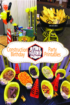 construction birthday party printables for kids and adults with lots of food on the table