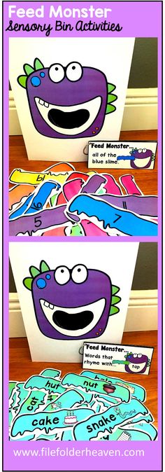 an assortment of monster themed activities for kids