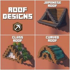 four different types of roof designs in minecraft