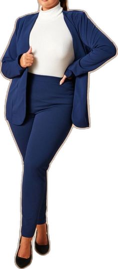 Blue Stretch Sets For Workwear, Jumpsuit With Cardigan, Pant Suit Set, Fashion Nova Bodysuit, Long Jumpers, Tight Leather Pants, Fashion Nova Pants, Compression Pants, Pant Suit