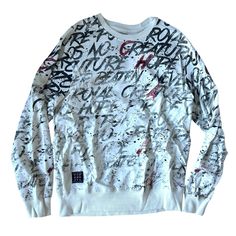 Punk Royal Men’s Text AOP Pullover Sweatshirt Medium M Off White NWT DM5916. Condition is New with tags. Shipped with USPS Ground Advantage. Casual Hoodie Tops With Logo Print, White Graphic Print Sweats For Winter, Hip Hop Crew Neck Sweatshirt, Hip Hop Logo Print Tops For Fall, Hip Hop Tops With Logo Print For Fall, Urban Style Long Sleeve Sweater With Logo Print, White Casual Sweats With Graphic Print, Casual White Sweats With Graphic Print, Casual White Graphic Print Sweats