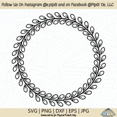 a circular frame with leaves on it and the words follow us on instagramp and facebook