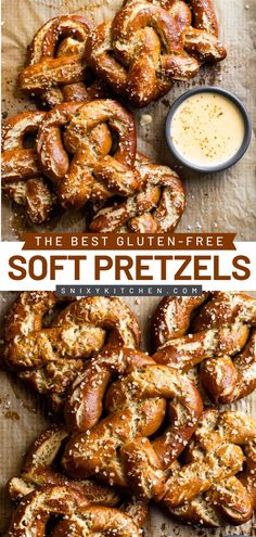 Looking for an easy gluten-free recipe? Make The Best Gluten-Free Soft Pretzels! These homemade pretzels are soft and chewy with the classic pretzel flavor. Pin this gluten-free dessert idea!