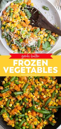 this is an image of frozen vegetables in a skillet with the title above it