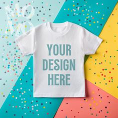 Introducing our sleek kids tshirt mockup featuring a neatly folded T-shirt on a minimalist, colorful background, perfect for designers who want to showcase their creations with clarity and style. This high-resolution flatlay arrangement ensures that your design is perfectly displayed, highlighting every detail against a clean and vibrant backdrop. Ideal for presenting your T-shirt designs in a professional and visually appealing manner, this mockup provides an unobstructed view, making it an ess Basic White Top For Birthday, White Basic Top For Birthday, White Branded T-shirt, Minimalist Colorful, Kids Tshirt, Colorful Birthday, Colorful Background, T Shirt Mockup, Tshirt Mockup