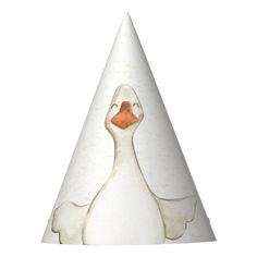 a white ducky party hat with an orange beak