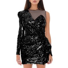 Elisabetta Franchi Dress, Embroidery Shoes, Sequin Bow, Black Sequin Dress, Black Sequins, On The Side, Dress With Bow, Luxury Streetwear, Evening Dress