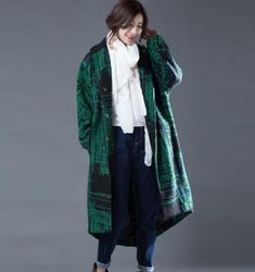 Autumn A-line Long Women Casual Hooded Parka Plus Size Coat Jacket JT2 – SimpleLinenLife Casual Long Spring Wool Coat, Long Casual Wool Outerwear, Green Long Sleeve Sweater Coat For Winter, Green Wool Coat For Winter, Green Long Outerwear For Workwear, Green Long Outerwear For Work, Green Long Wool Coat For Winter, Green Long Wool Winter Coat, Casual Long Wool Coat For Spring