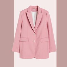 Chic Blush: Women's Pink Blazer - Brand New With Tags From H&M Loose-Fit, Single-Breasted Blazer In Woven Fabric. Pointed Lapels, Buttons At Front, And Welt Front Pockets With Flap. Shoulder Pads And Long Sleeves With Decorative Button At Cuffs. Vent At Back. Satin Lining. Embrace The Season With This Chic, Lightweight Blush Pink Blazer. Its Versatile Design Ensures It Can Be Dressed Up For The Office Or Paired With Casuals For A Weekend Brunch. Nwt * Category: Women's Clothing / Jackets & Coats / Blazers * Brand: H&M * Color: Light Pink * Size: Small Materials: * Shell:Polyester 88%, Rayon 10%, Spandex 2% * Lining:Polyester 100% From Pet-Free, Smoke Free Home. Chic Summer Outerwear By H&m, Classic H&m Spring Blazer, Pink H&m Outerwear For Fall, Pink H&m Outerwear For Spring, H&m Classic Spring Blazer, H&m Pink Outerwear For Spring, H&m Pink Outerwear For Fall, Classic Spring Blazer By H&m, Tailored H&m Blazer