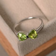 Natural peridot ring heart peridot double stone ring Lime Green Sterling Silver Birthstone Rings, Lime Green Sterling Silver Promise Ring, Lime Green Sterling Silver Rings As Gift, Lime Green Sterling Silver Rings For Gift, Elegant Green Heart Sterling Silver Ring, Elegant Green Sterling Silver Heart Ring, Peridot Rings In Lime Green As Gift, Lime Green Peridot Promise Ring, Lime Green Peridot Rings For Gift