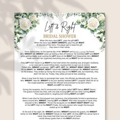 the let it and right bridal shower game is shown in white with gold lettering