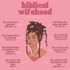 the biblical wifehood poster with an image of a woman's face and her name