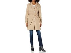 Calvin Klein Single Breasted Belted Rain Jacket With Removable Hood - Women's Coat : Khaki : 100% Polyester China Machine Wash Removable Hood Water-Resistant Removable Belt Lined Calvin Klein Outdoor Fall Outerwear, Plain Tee Shirts, Look Plus Size, Anorak Jacket, Calvin Klein Woman, Look Plus, Crop Jacket, Women's Coat, Womens Calvin Klein