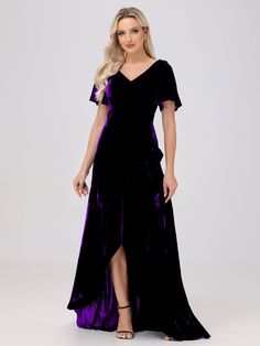 Regency Purple Velvet Bridesmaid Dresses, Velvet Bridesmaid Dress, Dresses With Split, Bridesmaid Dresses Dusty Sage, Velvet Bridesmaid, Dress Satin Bridesmaid, Bridesmaid Dresses Satin, Floral Bridesmaid Dresses, Sequin Bridesmaid